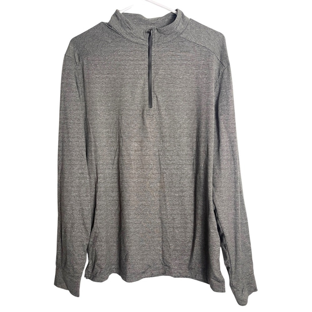 01.Algo Performance 1/4 Zip Pullover Gray Athletic Moisture Wicking UPF ‎ L